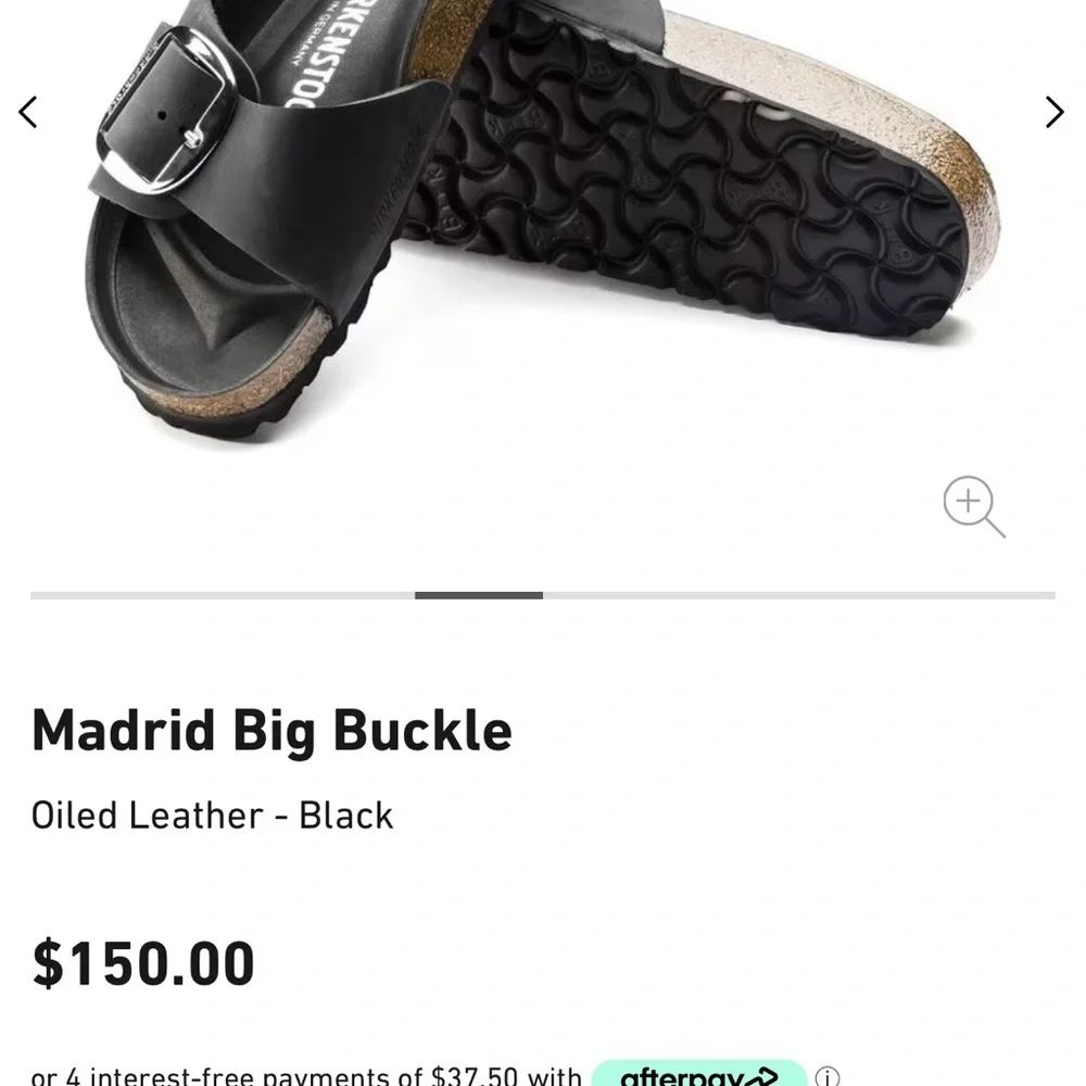 Birkenstock Madrid Black Slide Sandals with Large Silver Buckles - Picture 6 of 6